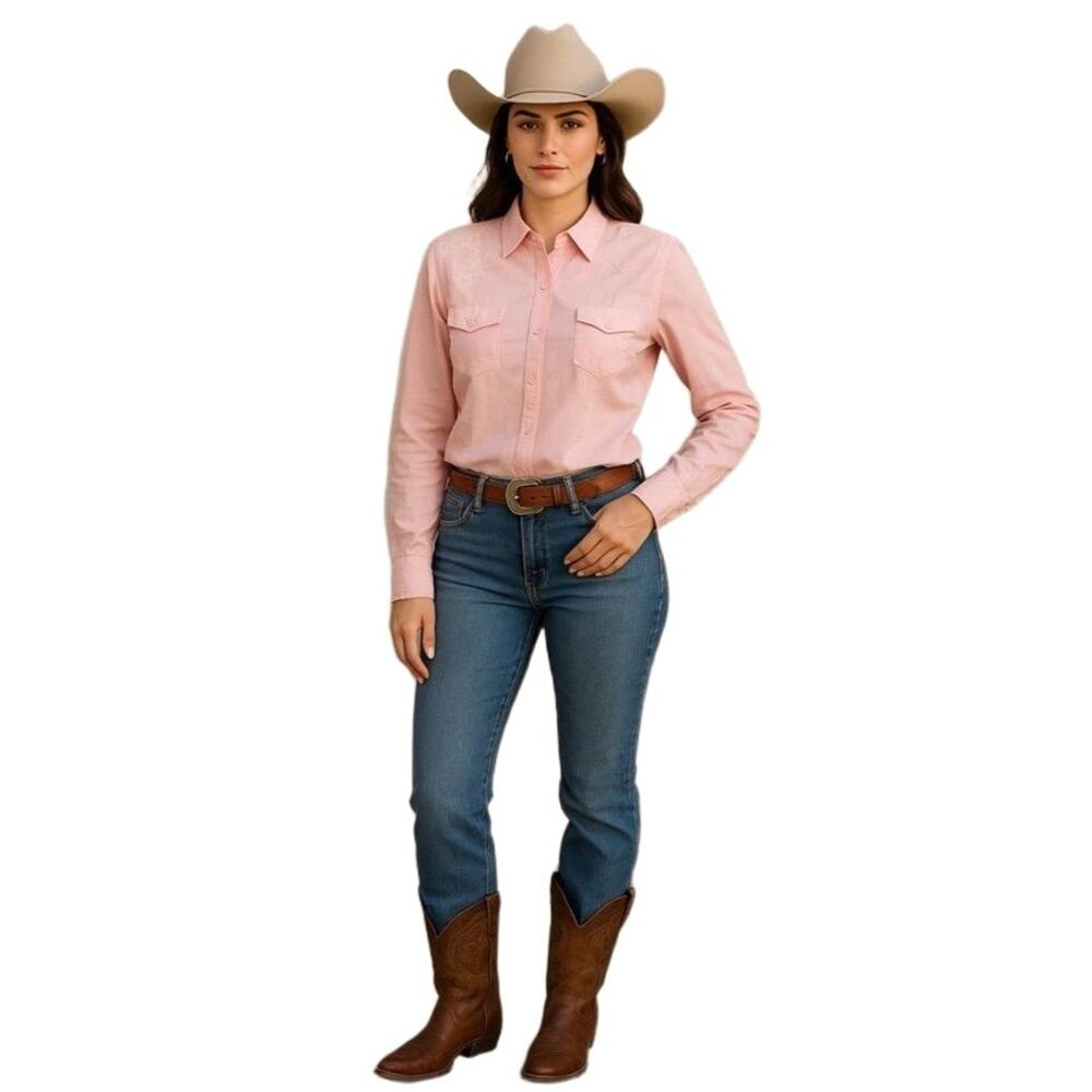 Stetson Pink Long Sleeve Floral Embroidery Button-up Shirt Medium,‎ Equestrian